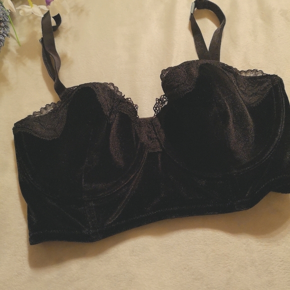 NEW! Victoria's Secret Dream Angels Black Velvet Long Line Bra Line - Picture 10 of 16
